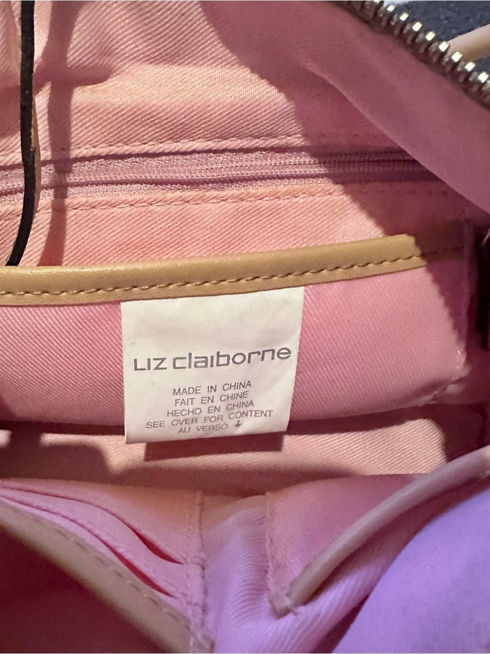 Liz Claiborne Multicolor Pastel Check Crossbody with Tan Trim - Picture 3 of 10